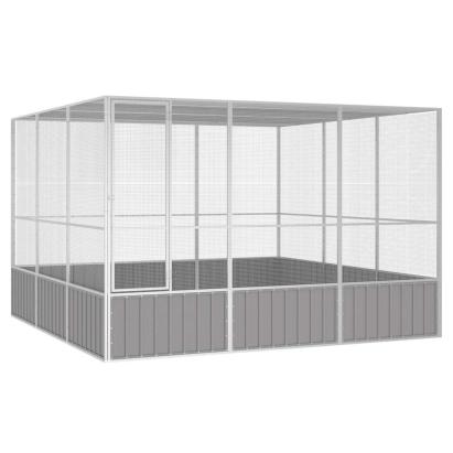 Colivie pentru păsări gri 302,5x324,5x211,5 cm oțel galvanizat GartenMobel Dekor