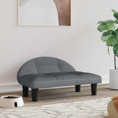 Pat de câini, gri închis, 70x52x30 cm, catifea GartenMobel Dekor