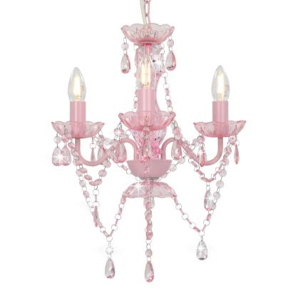 Candelabru cu mărgele, roz, rotund, 3 becuri E14 GartenMobel Dekor