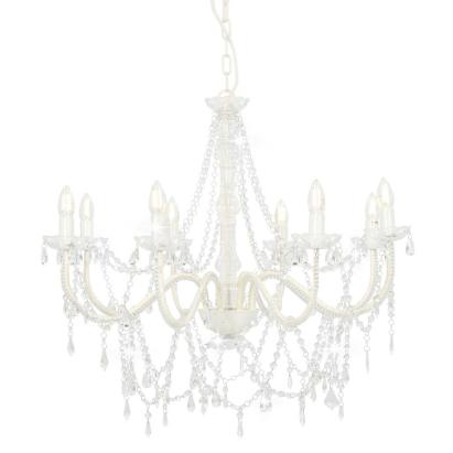 Candelabru cu mărgele, alb, 8 becuri E14 GartenMobel Dekor