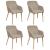 Scaune de bucătărie, 4 buc, bej, textil & lemn de stejar masiv  GartenMobel Dekor