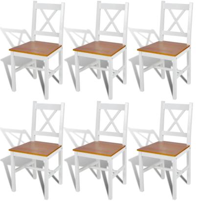 Scaune de bucătărie, 6 buc., alb, lemn de pin GartenMobel Dekor