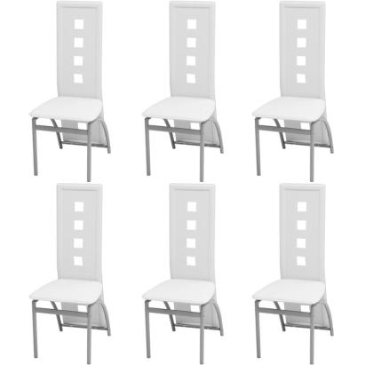 Scaune de bucătărie, 6 buc., alb, piele ecologică GartenMobel Dekor