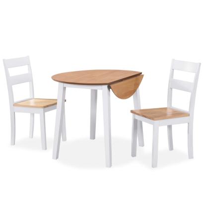 Set mobilier bucătărie, 3 piese, MDF și lemn de hevea, alb GartenMobel Dekor