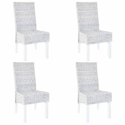 Scaune de bucătărie, 4 buc., alb, ratan Kubu & mango GartenMobel Dekor