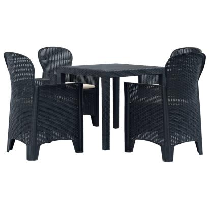 Set mobilier exterior, 5 piese, antracit, plastic, aspect ratan GartenMobel Dekor