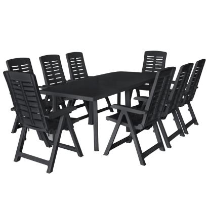 Set mobilier de exterior, 9 piese, antracit, plastic GartenMobel Dekor