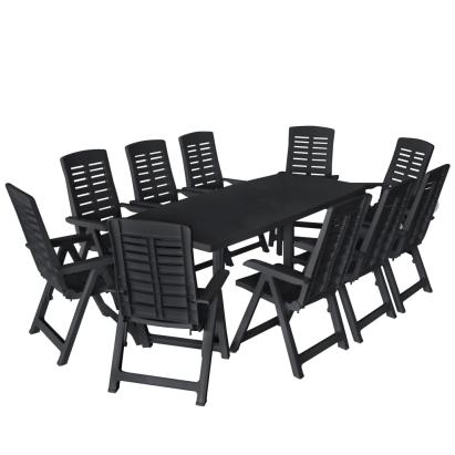 Set mobilier de exterior, 11 piese, antracit, plastic GartenMobel Dekor
