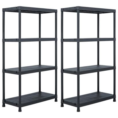 Rafturi de depozitare, 2 buc. negru, 60 x 30 x 138 cm plastic GartenMobel Dekor