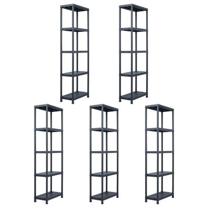 Rafturi de depozitare 5 buc. negru 60x30x180 cm plastic 125 kg GartenMobel Dekor
