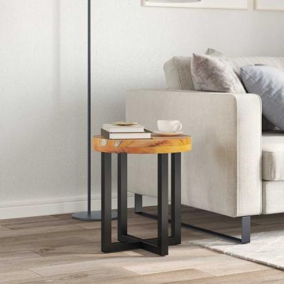 Măsuță de cafea, 40 x 45 cm, lemn masiv de tec și polirășină GartenMobel Dekor