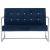 Canapea cu 2 locuri cu brațe, albastru, crom și catifea GartenMobel Dekor