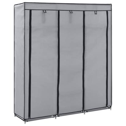 Șifonier cu bare și compartimente, gri, 150x45x175 cm, textil GartenMobel Dekor