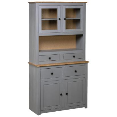 Bufet înalt, gri, 93x40,5x180 cm, lemn masiv pin gama Panama  GartenMobel Dekor