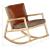 Scaun balansoar, maro, piele naturală și lemn masiv de mango GartenMobel Dekor