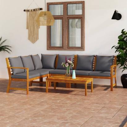 Set mobilier de grădină cu perne, 5 piese, lemn masiv acacia GartenMobel Dekor