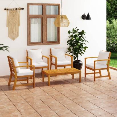Set mobilier de grădină cu perne, 5 piese, lemn masiv acacia GartenMobel Dekor