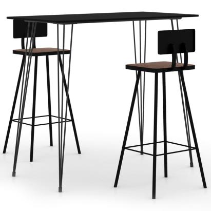 Set mobilier de bar, 3 piese, negru GartenMobel Dekor