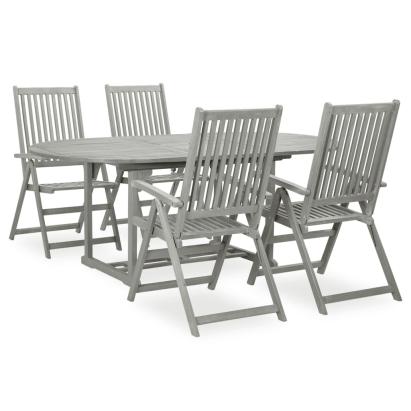 Set mobilier de grădină cu 5 piese (150-200) x 100 cm, lemn masiv de acacia, gri GartenMobel Dekor
