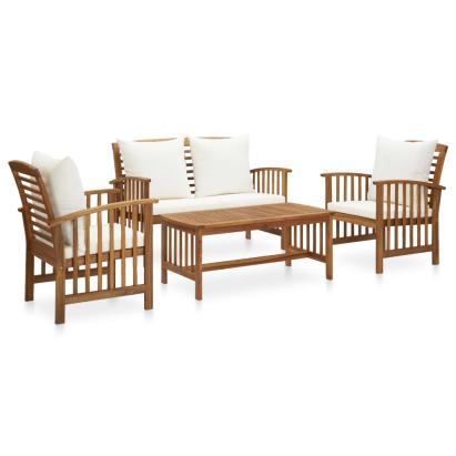 Set mobilier de grădină cu perne, 4 piese, lemn masiv de acacia GartenMobel Dekor