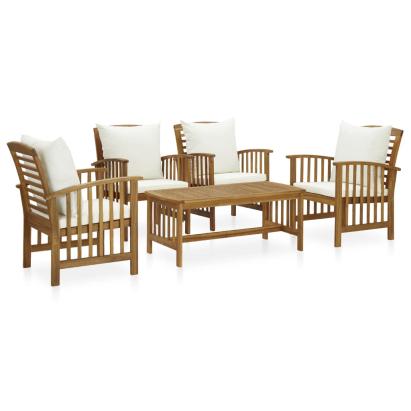 Set mobilier de grădină cu perne, 5 piese, lemn masiv de acacia GartenMobel Dekor