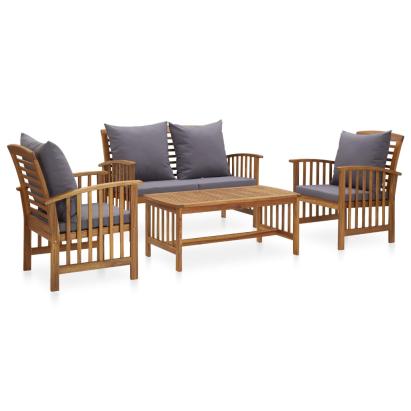 Set mobilier de grădină cu perne, 4 piese, lemn masiv de acacia GartenMobel Dekor