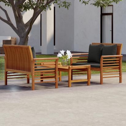 Set mobilier de grădină cu perne, 3 piese, lemn masiv acacia GartenMobel Dekor