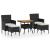 Set mobilier grădină, 5 piese, negru, poliratan și lemn acacia GartenMobel Dekor