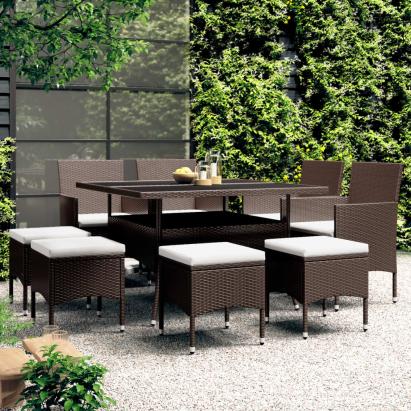 Set mobilier de grădină, 9 piese, maro, poliratan GartenMobel Dekor