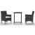Set mobilier bistro grădină 3 piese, negru, poliratan și sticlă GartenMobel Dekor
