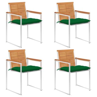 Scaune de grădină cu perne, 4 buc., lemn masiv de acacia GartenMobel Dekor