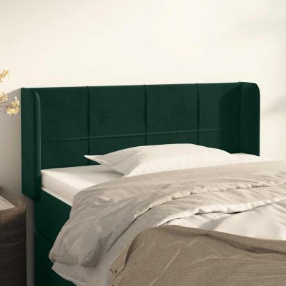 Tăblie pat cu aripioare verde închis 83x16x78/88 cm catifea GartenMobel Dekor