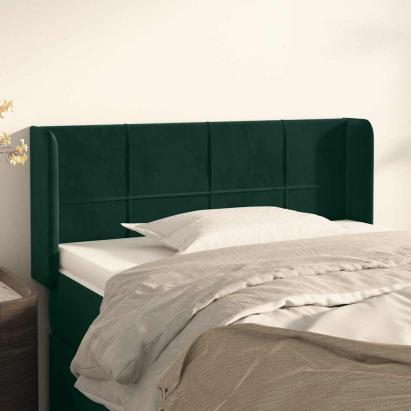 Tăblie de pat cu aripioare verde închis 103x16x78/88 cm catifea GartenMobel Dekor