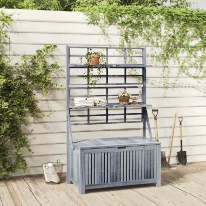 Cutie depozitare cu spalier, gri 99x55x160 cm lemn masiv acacia GartenMobel Dekor