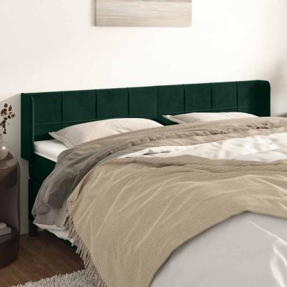 Tăblie de pat cu aripioare verde închis 163x16x78/88 cm catifea GartenMobel Dekor