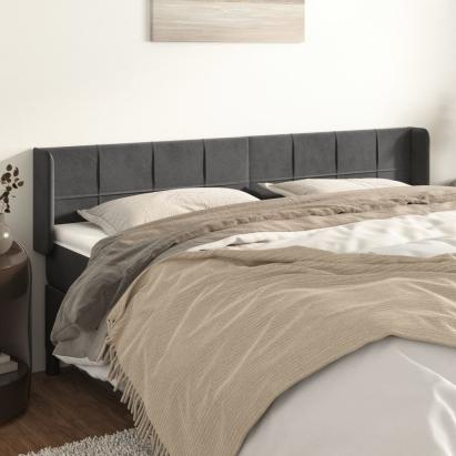Tăblie de pat cu aripioare gri închis 183x16x78/88 cm catifea GartenMobel Dekor