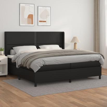 Pat box spring cu saltea, negru, 200x200 cm, piele ecologică GartenMobel Dekor
