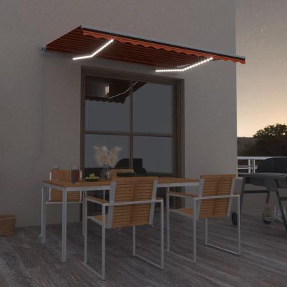 Copertină retractabilă manual LED, portocaliu & maro 300x250 cm GartenMobel Dekor
