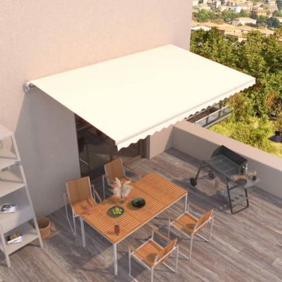 Copertină retractabilă manual, crem, 500x300 cm GartenMobel Dekor