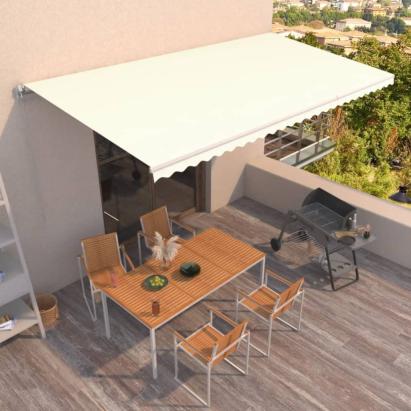 Copertină retractabilă manual, crem, 600x350 cm GartenMobel Dekor