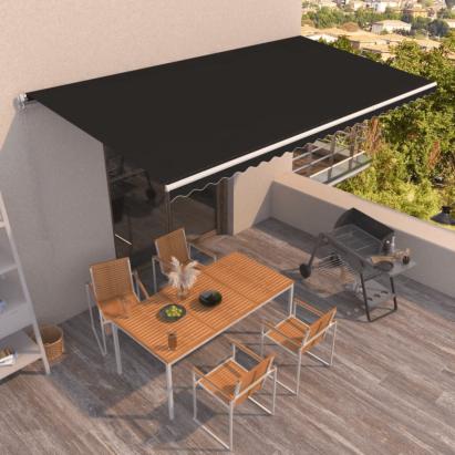 Copertină retractabilă manual, antracit, 600x350 cm GartenMobel Dekor