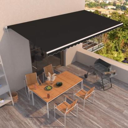 Copertină retractabilă automat, antracit, 600x350 cm GartenMobel Dekor