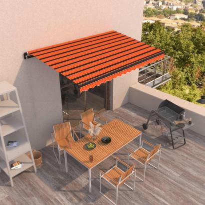 Copertină retractabilă manual, portocaliu/ maro, 450x350 cm GartenMobel Dekor