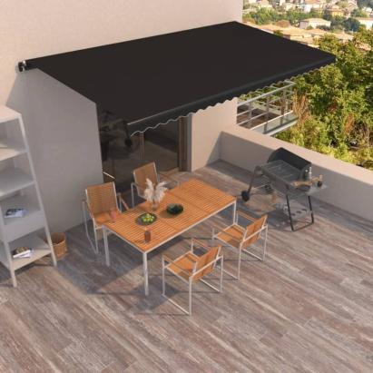 Copertină retractabilă manual, antracit, 600x350 cm GartenMobel Dekor