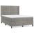 Pat box spring cu saltea, gri deschis, 140x190 cm, catifea GartenMobel Dekor