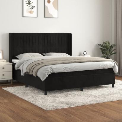 Pat box spring cu saltea, negru, 180x200 cm, catifea GartenMobel Dekor