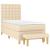 Pat box spring cu saltea, crem, 100x200 cm, textil GartenMobel Dekor