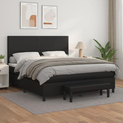 Pat box spring cu saltea, negru, 180x200 cm, piele ecologică GartenMobel Dekor
