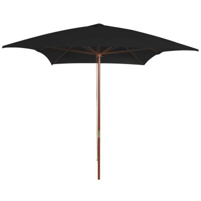 Umbrelă de soare cu stâlp din lemn, negru, 200x300 cm GartenMobel Dekor