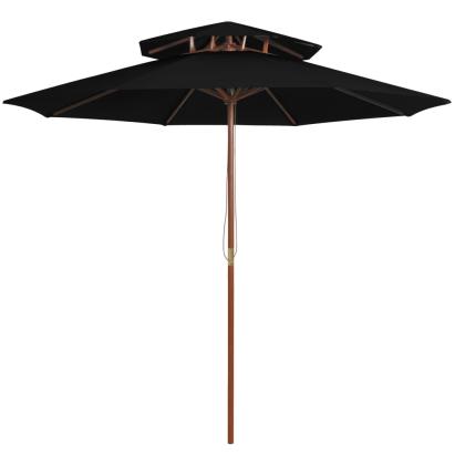 Umbrelă de soare dublă, stâlp din lemn, negru, 270 cm GartenMobel Dekor